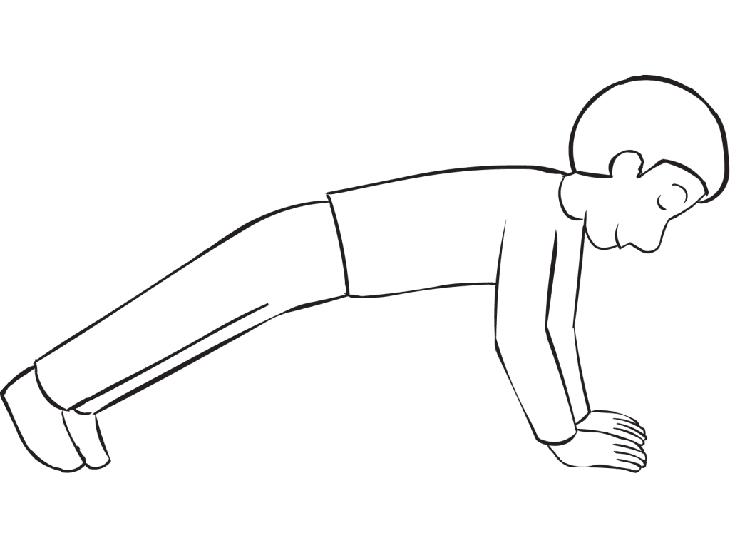 Man doing a push-up with eyes closed, as seen in Popsicle Push-up group initiative
