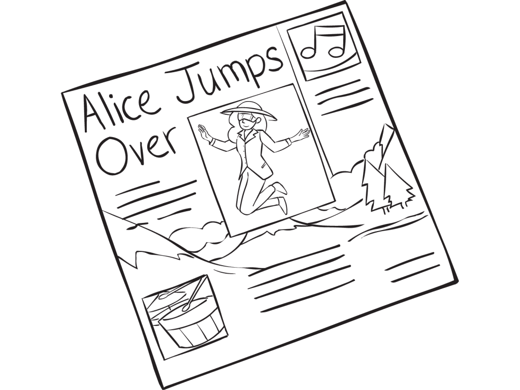 Creative reflection activity Album Cover featuring artwork of woman jumping for joy