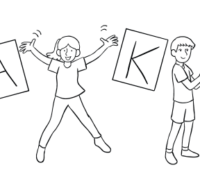 Two people moving as part of large group energiser Active Intros