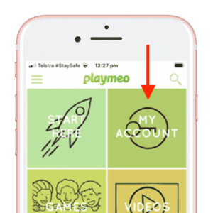 playmeo app My Account tile with login