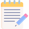 Illustration of note book & pencil icon